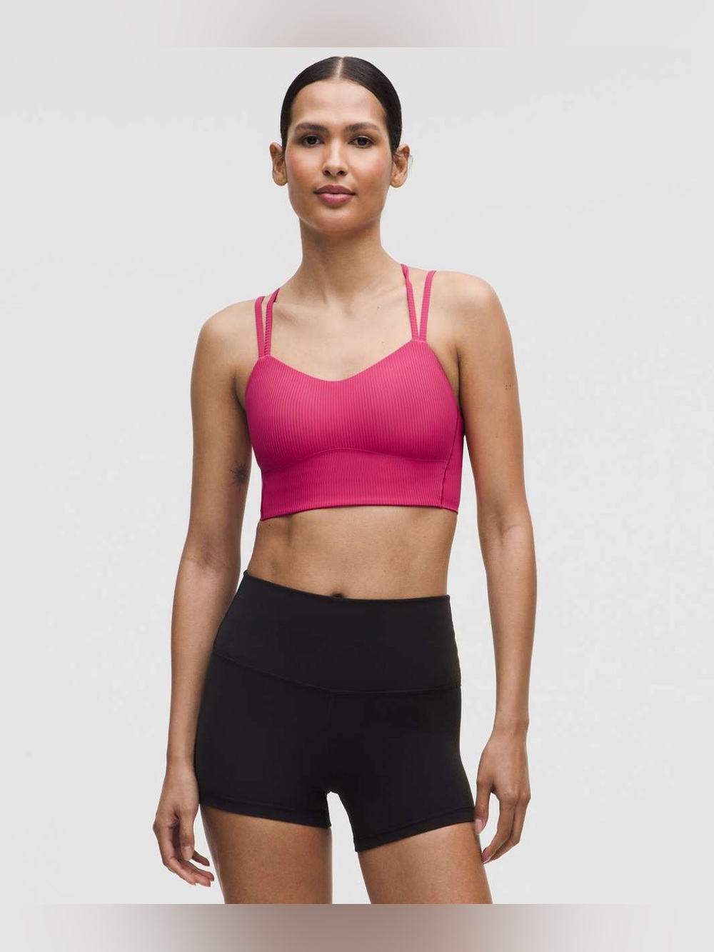 Lululemon Like a Cloud Longline Bra Ribbed size 6 Raspberry Coulis RBCO
